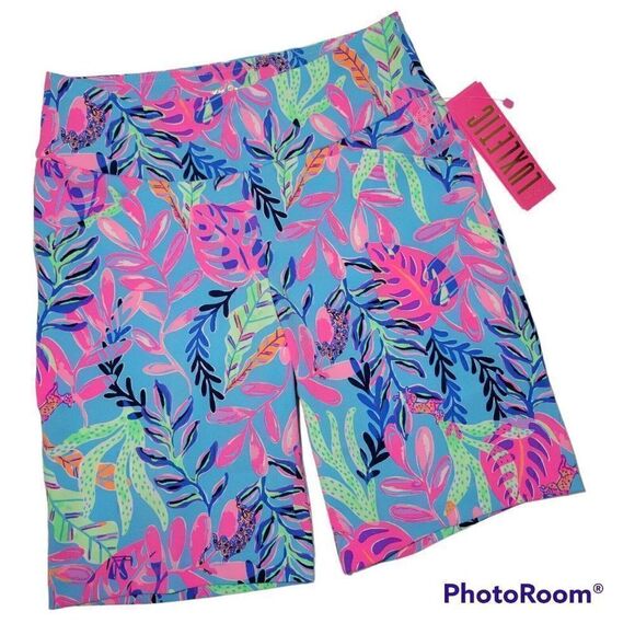 Lilly Pulitzer Reid Shorts Womens Size 0 XS UPF 50+ Luxletic Porto Blue Golf NWT - Picture 1 of 16
